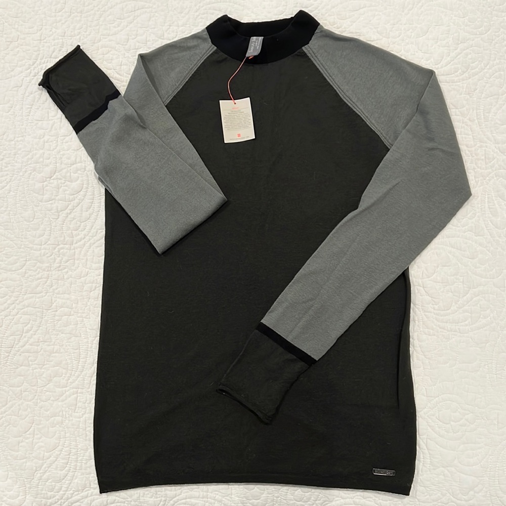 Sweaty Betty merino mockneck sweater, new with partial tags
